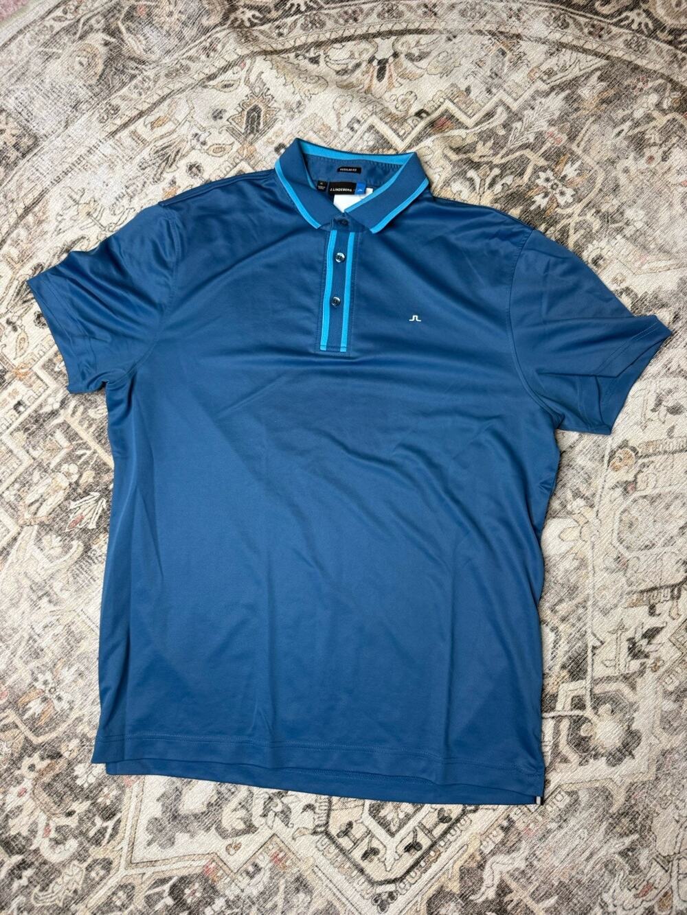 J.Lindberg Regular Fit Field Sensor Fabric Light Blue Polo Shirt Size XL